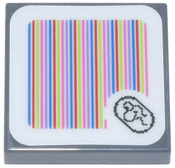 Dark Bluish Gray Tile 2 x 2 with Super Mario Scanner Code Yoshi Coin Pattern (Sticker) - Set 71438