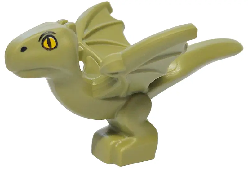 Olive Green Dragon, Baby, Norwegian Ridgeback with Bright Light Orange Eyes, Black Eyebrows and Nost