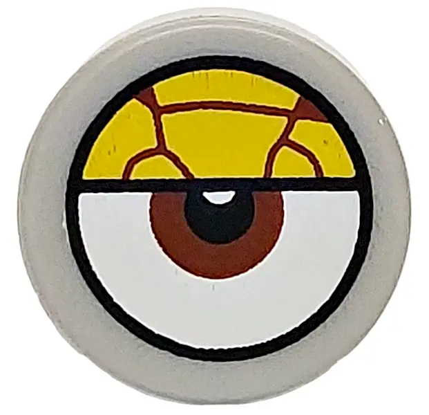 Light Bluish Gray Tile, Round 1 x 1 with White Eye with Centered Reddish Brown Iris and Partially Cl