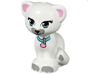 White Cat, Friends Style, Sitting with Medium Azure Eyes, Black Eyelashes and Nose, Bright Pink Inne