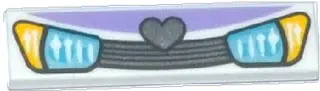 White Tile 1 x 4 with Blue Headlights and Grille with Heart Pattern