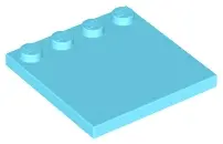 Medium Azure Tile, Modified 4 x 4 with Studs on Edge