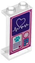 Trans-Clear Panel 1 x 2 x 3 with Side Supports - Hollow Studs with Heart Read Out Keypad, Paw and He