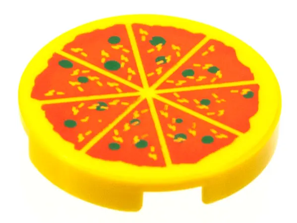 Yellow Tile, Round 2 x 2 with Pizza Pattern