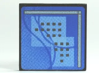 Black Road Sign 2 x 2 Square with Clip with Curved Blue Lines and Small Black Squares Pattern (Compu