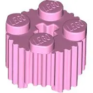 Pink Brick, Round 2 x 2 with Axle Hole and Grille / Fluted Profile