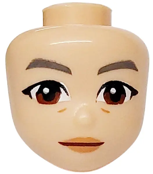 Nougat Mini Doll, Head Friends with Dark Bluish Gray Eyebrows, Black Eye Shadow, Reddish Brown Eyes,