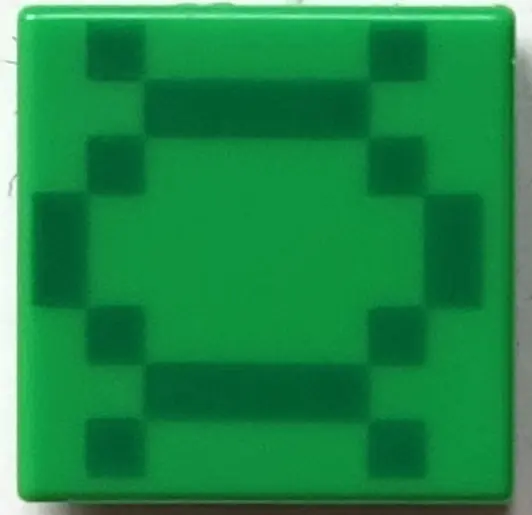 Bright Green Tile 1 x 1 with Pixelated Green Squares and Lines Pattern (DNA Strand)