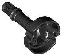 Black Technic, Gear 8 Tooth with Pin Holes and Ninjago Flywheel Socket - Long Shaft