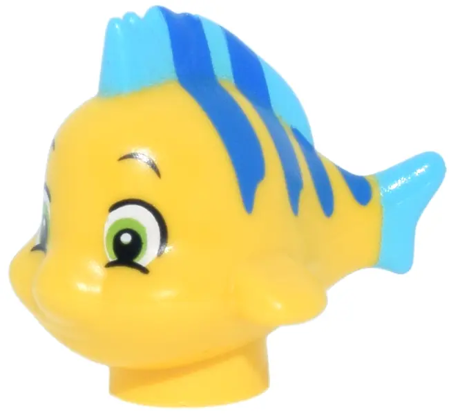 Yellow Fish, Disney with Blue Stripes, Medium Azure Dorsal and Caudal Fins, Lime Eyes with Bottom Ey