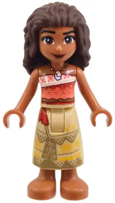 Moana (Sienna) - Mini Doll, Coral and White Strapless Top, Tan Long Skirt with Dark Tan Hems, Dark B