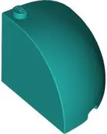 Turquoise Brick, Round Corner 4 x 4 x 2 2/3 Dome Top