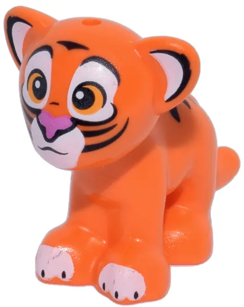 Cat, Friends Style, Large, Baby Cub (Tiger) with Black Stripes, Dark Pink Nose, White Eye Patches, A