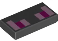Black Tile 1 x 2 with Pixelated Bright Pink and Magenta Eyes Pattern (Minecraft Dragon)