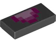Black Tile 1 x 2 with Pixelated Bright Pink, Dark Pink and Magenta Tongue Pattern (Minecraft Dragon)