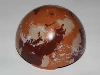 Medium Nougat Cylinder Hemisphere 11 x 11, Studs on Top with Dark Red, Dark Tan, and White Planet Pa