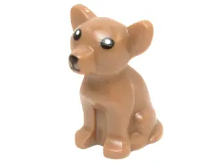 Medium Nougat Dog, Chihuahua with Black Eyes, Nose, and Mouth, White Pupils Pattern
