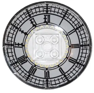 Trans-Clear Dish 6 x 6 Inverted (Radar) - Solid Studs with Big Ben Clock Face Pattern