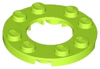 Lime Plate, Round 4 x 4 with 2 x 2 Round Open Center
