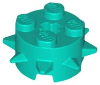 Dark Turquoise Brick, Round 2 x 2 with Spikes and Axle Hole