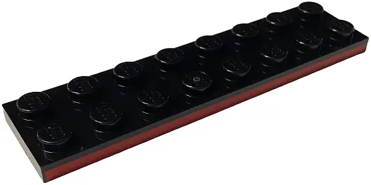 Black Plate 2 x 8 with Red Stripe Pattern