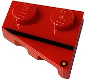 Red Wedge, Plate 2 x 2 Left with Black Stripe and Orange Dot (Direction Indicator) Pattern