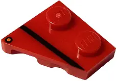 Red Wedge, Plate 2 x 2 Right with Black Stripe and Orange Dot (Direction Indicator) Pattern