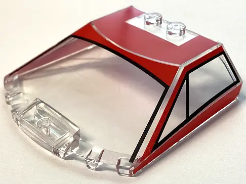Trans-Clear Windscreen 6 x 6 x 1 1/3 Straight Sides with Red and Black Ferrari F40 Roof Pattern