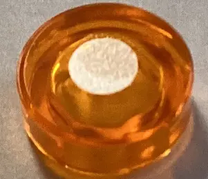 Trans-Orange Tile, Round 1 x 1 with Silver Dot Pattern