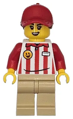 Hot Dog Soapbox Race Car Driver (Vendor) - Female, Red and White Striped Shirt, Tan Legs, Red Ball C