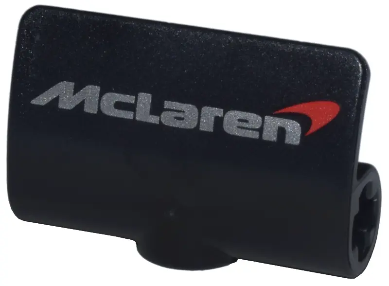 Black Technic, Panel Curved 2 x 3 x 1 with Silver and Red McLaren Logo Pattern