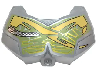 Flat Silver Large Figure Chest Armor Small with Green and Yellow Pattern
