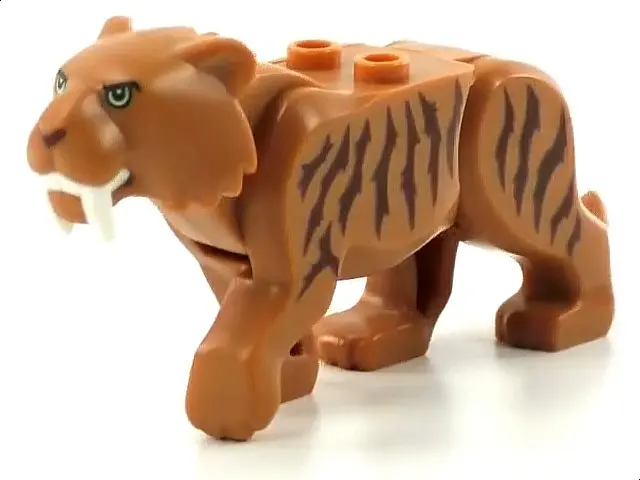 Medium Nougat Cat, Large (Saber-Toothed Tiger) with Light Yellow Eyes, Long Teeth and Reddish Brown 