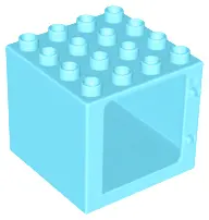 Medium Azure Duplo Door / Window Frame 4 x 4 x 3 Thin Top