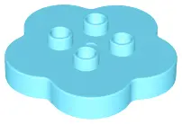 Medium Azure Duplo, Brick Round 4 x 4 Flat Top Scalloped with 2 x 2 Studs
