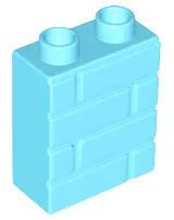 Medium Azure Duplo, Brick 1 x 2 x 2 with Masonry Profile