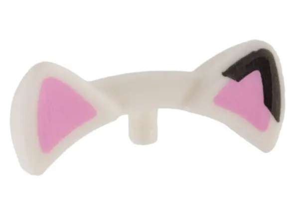 White Friends Accessories Cat Ears with Bright Pink Auricles and Black Tip on Left Ear Pattern