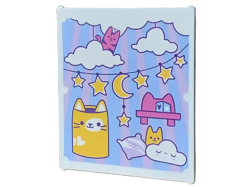 White Glass for Window 1 x 6 x 6 Flat Front with Clouds, Lavender Sun Rays and Pillow, Dark Purple G
