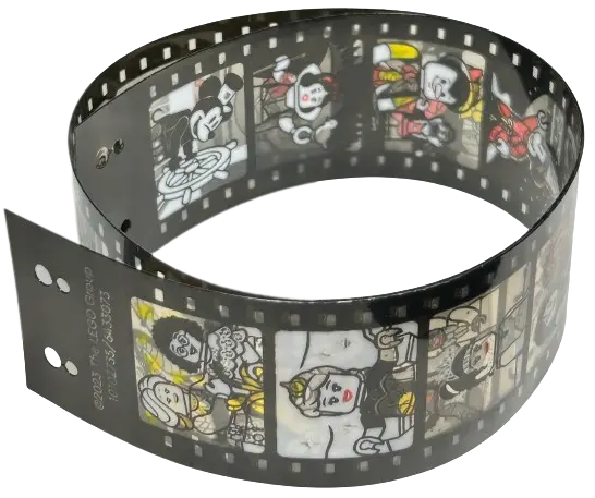 Plastic Filmstrip / Roll with Black Frames and 20 Disney Film Images Pattern