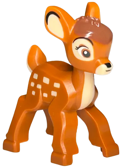 Dark Orange Deer, Disney, Baby Fawn with Molded Tan Front, Tail and Muzzle and Printed Eyes, Ears, C