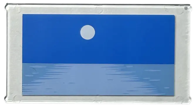 Trans-Clear Glass for Window 1 x 4 x 6 with Blue Sky, White Moon, Bright Light Blue and Medium Blue 