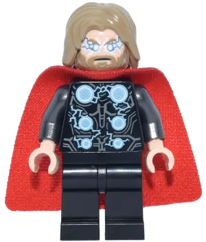 Thor - Spongy Cape with Single Hole, Black Legs, Dark Tan Tousled Hair