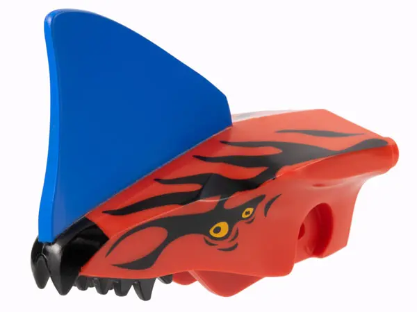 Red Dragon Head (Avatar Toruk) Jaw Upper with Blue Crest, Black Stripes, and Bright Light Orange Eye