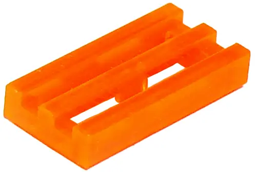 Trans-Neon Orange Tile, Modified 1 x 2 Grille with Bottom Groove