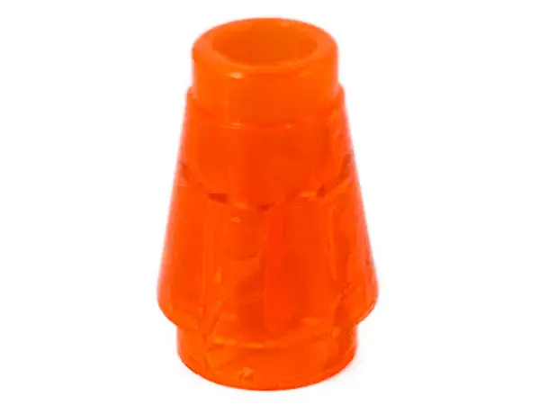 Trans-Neon Orange Cone 1 x 1 with Top Groove