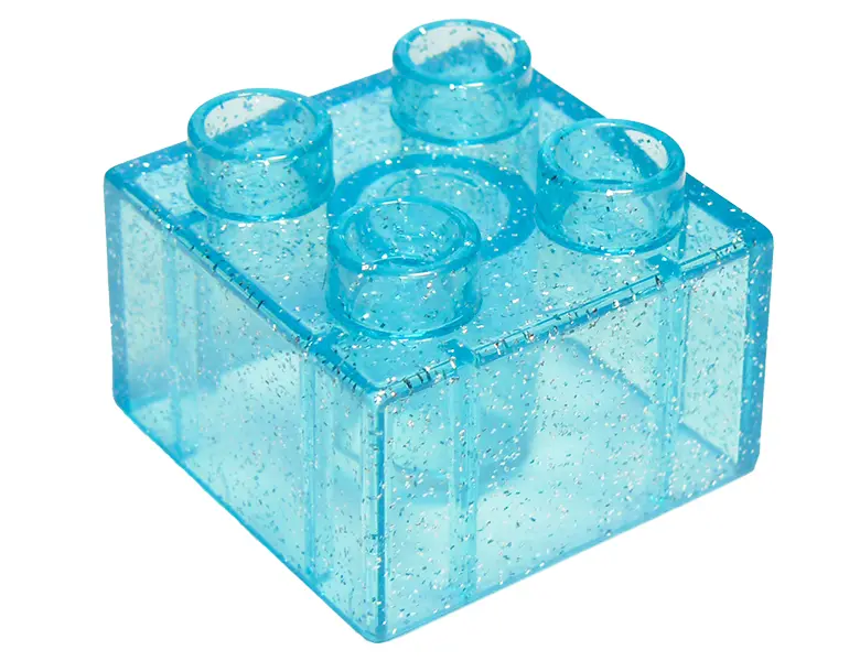 Glitter Trans-Light Blue Duplo, Brick 2 x 2