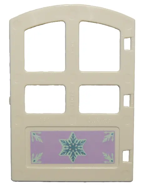 White Duplo Door / Window Pane 1 x 4 x 4 with 4 Panes and Curved Top with Snowflake Pattern