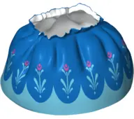 White Duplo Wear Cloth Skirt Satin with Blue Layered Top Skirt and Medium Azure and Magenta Flowers 