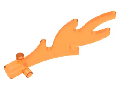 Trans-Orange Wave Rounded Straight with Bar End and Small Pins (Castle Dragon Flame / Seaweed / Wate