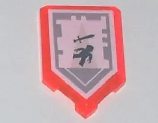 Trans-Neon Orange Tile, Modified 2 x 3 Pentagonal with Nexo Power Shield Pattern - Tractor Beam